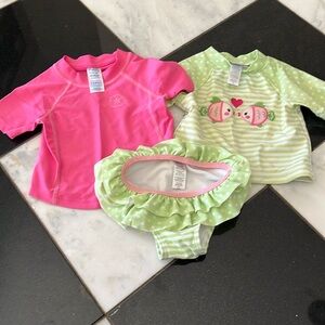 Little Me Pink and Green Rashguard Set